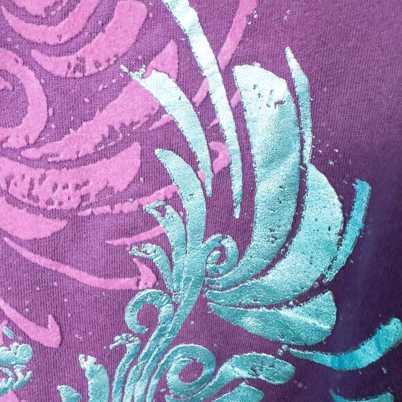 Ruthless Art Short Sleeve V Neck Shirt Womens 3XL Purple Bling Eclectic Y2K - Picture 9 of 16